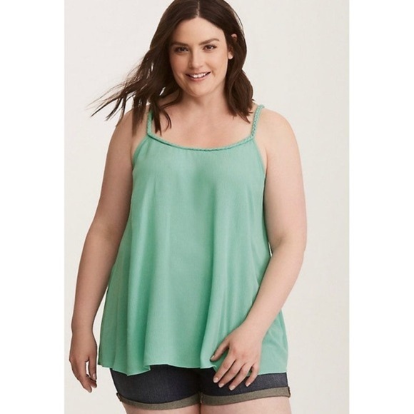 Torrid Green Sleeveless Tank Top with Braided Straps Plus Size - Picture 1 of 3